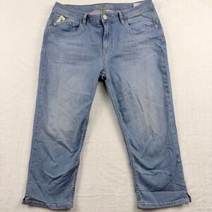 Blue Fire Co Cropped Jeans Light Wash Floral Detail Denim W31 L21‎